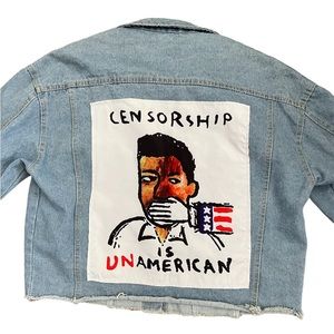 RARE Jiao Ma Hua ASOS medium jean jacket censorship is unamerican